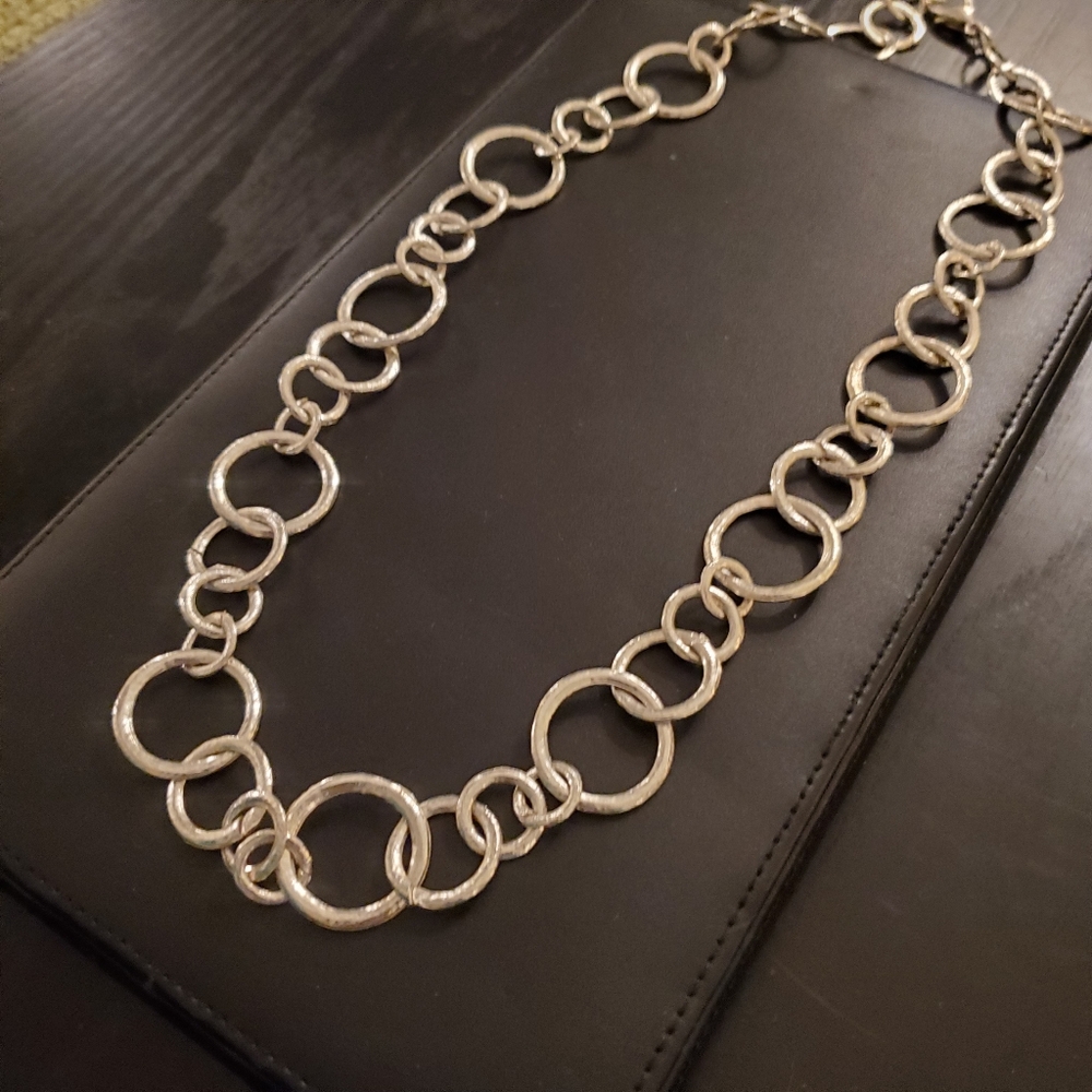 Amrita Singh silver hoop chain necklace, 14" to 16" drop